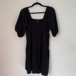 Shinestar Tunic Blouse Women M Black Tiered Puff Sleeve Boho Cottagecore Peasant